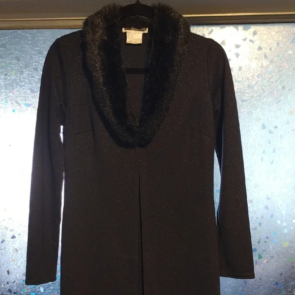 LIMITED TIME OFFER! Indication Black Faux Fur Coatwith Matching Pant - Picture 1 of 17